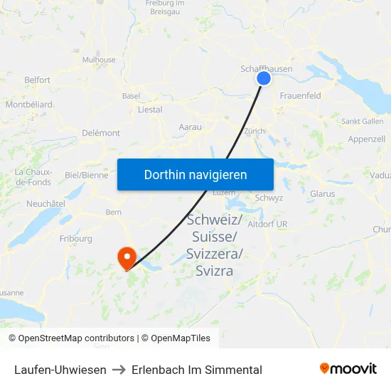 Laufen-Uhwiesen to Erlenbach Im Simmental map