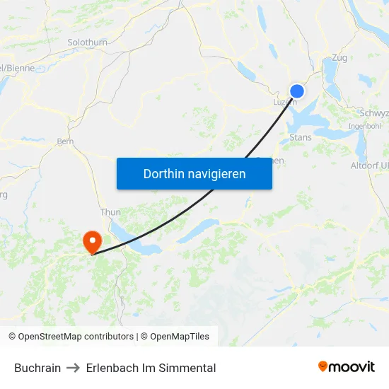 Buchrain to Erlenbach Im Simmental map