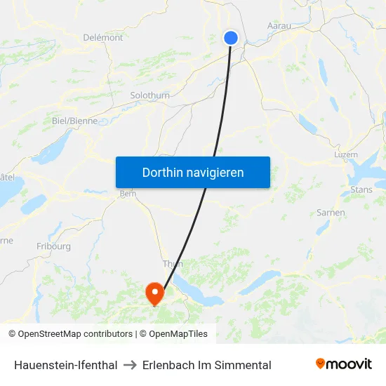 Hauenstein-Ifenthal to Erlenbach Im Simmental map