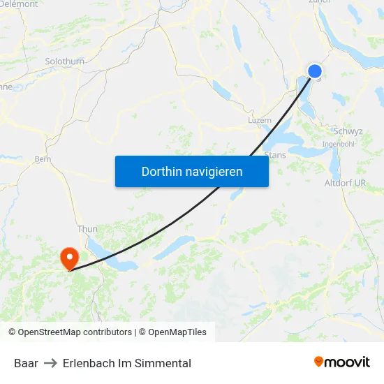 Baar to Erlenbach Im Simmental map