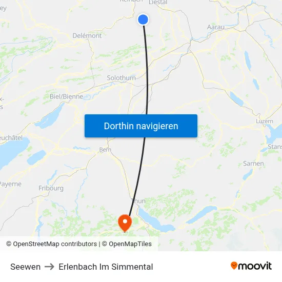 Seewen to Erlenbach Im Simmental map