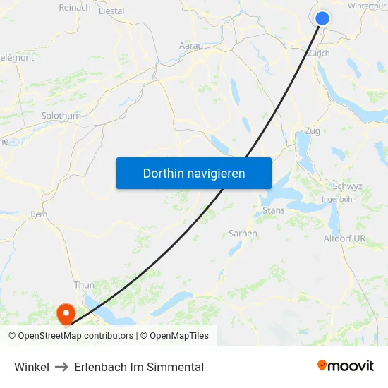 Winkel to Erlenbach Im Simmental map