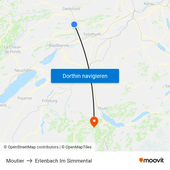 Moutier to Erlenbach Im Simmental map