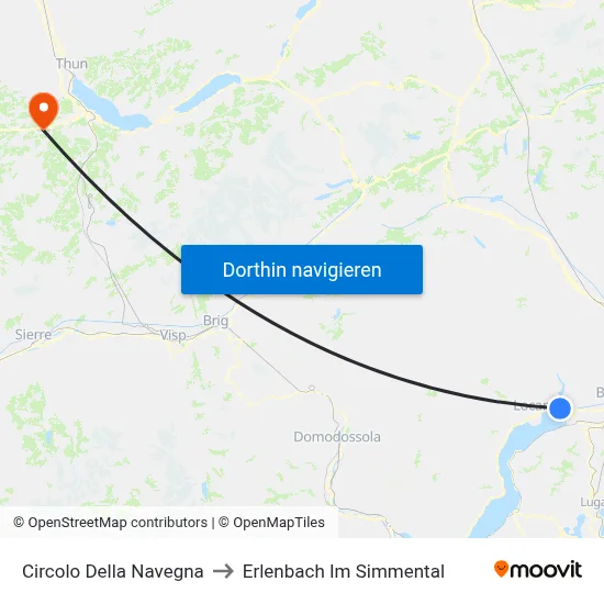 Circolo Della Navegna to Erlenbach Im Simmental map