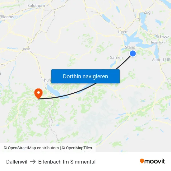 Dallenwil to Erlenbach Im Simmental map