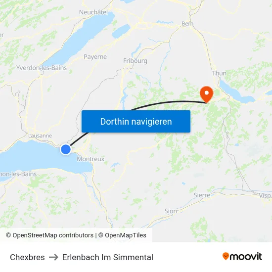 Chexbres to Erlenbach Im Simmental map