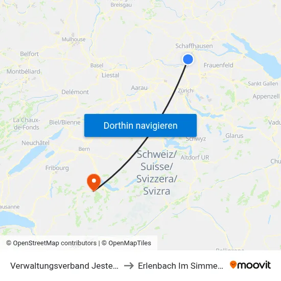 Verwaltungsverband Jestetten to Erlenbach Im Simmental map