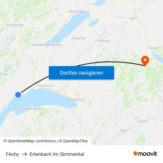 Féchy to Erlenbach Im Simmental map