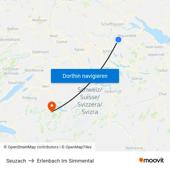 Seuzach to Erlenbach Im Simmental map