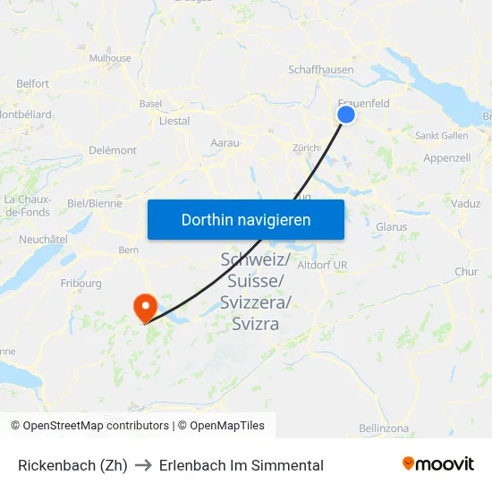 Rickenbach (Zh) to Erlenbach Im Simmental map