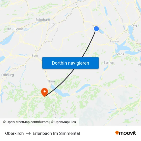Oberkirch to Erlenbach Im Simmental map