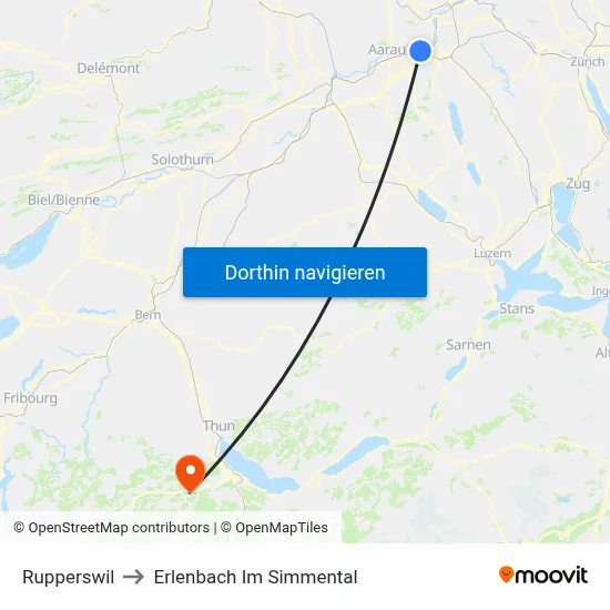 Rupperswil to Erlenbach Im Simmental map