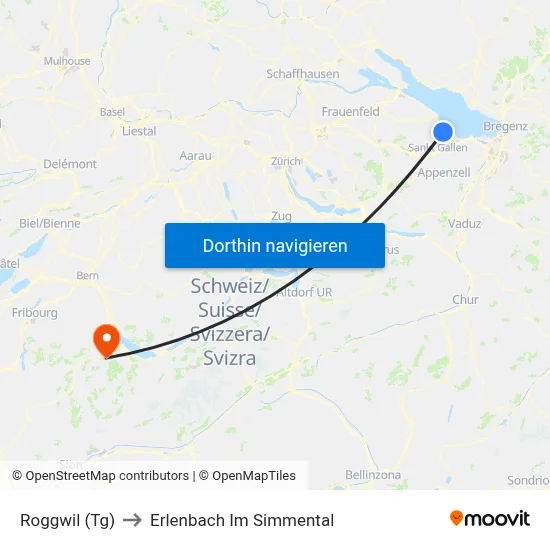 Roggwil (Tg) to Erlenbach Im Simmental map