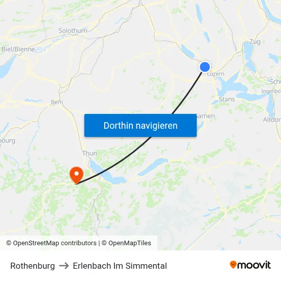 Rothenburg to Erlenbach Im Simmental map