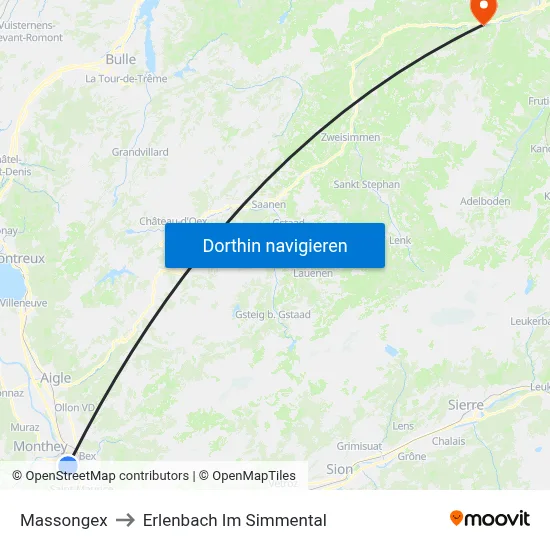 Massongex to Erlenbach Im Simmental map