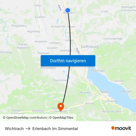 Wichtrach to Erlenbach Im Simmental map