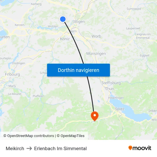 Meikirch to Erlenbach Im Simmental map