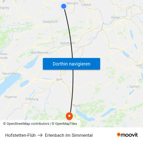 Hofstetten-Flüh to Erlenbach Im Simmental map