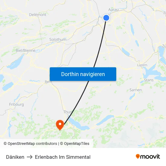 Däniken to Erlenbach Im Simmental map