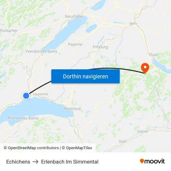 Echichens to Erlenbach Im Simmental map