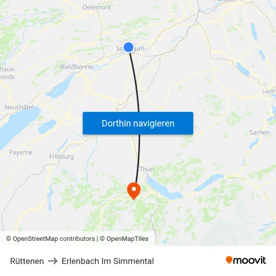 Rüttenen to Erlenbach Im Simmental map