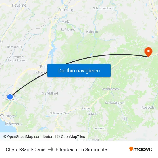 Châtel-Saint-Denis to Erlenbach Im Simmental map