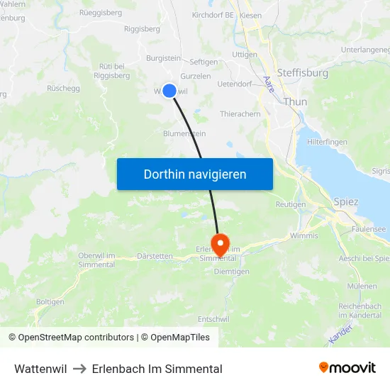 Wattenwil to Erlenbach Im Simmental map