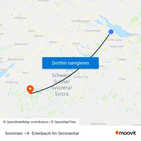 Sommeri to Erlenbach Im Simmental map