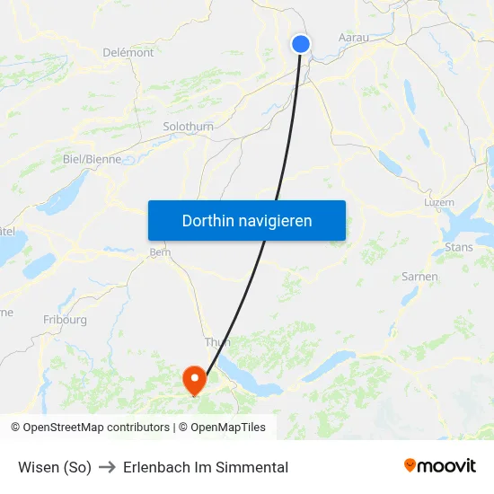 Wisen (So) to Erlenbach Im Simmental map