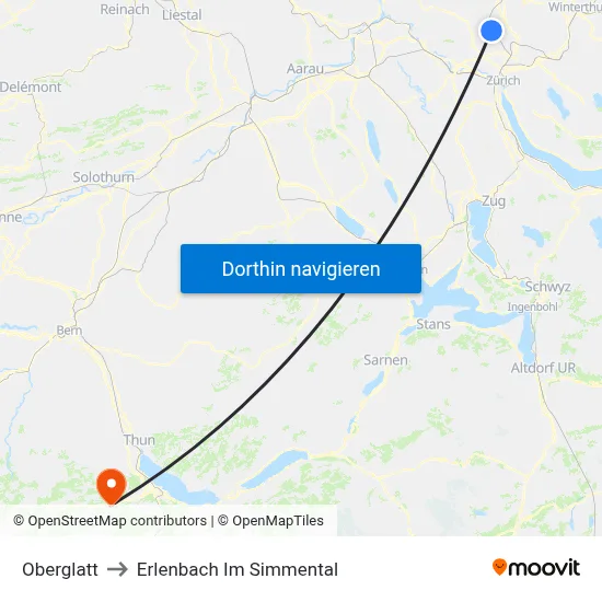 Oberglatt to Erlenbach Im Simmental map