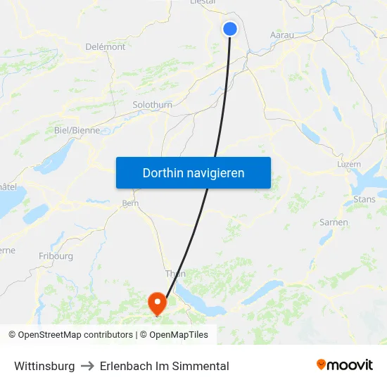Wittinsburg to Erlenbach Im Simmental map