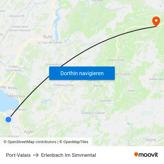Port-Valais to Erlenbach Im Simmental map