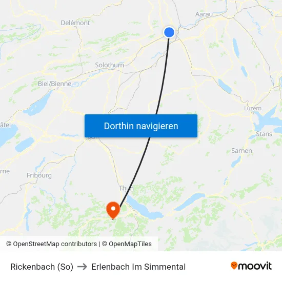 Rickenbach (So) to Erlenbach Im Simmental map