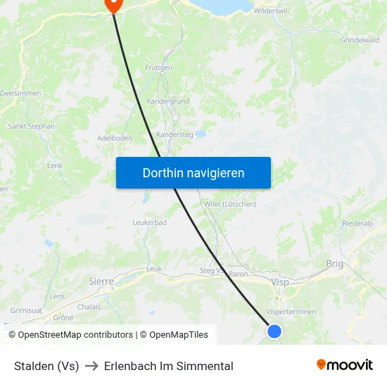 Stalden (Vs) to Erlenbach Im Simmental map