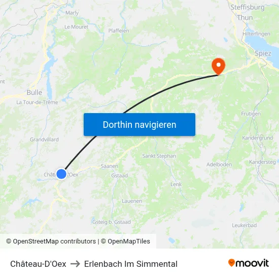 Château-D'Oex to Erlenbach Im Simmental map