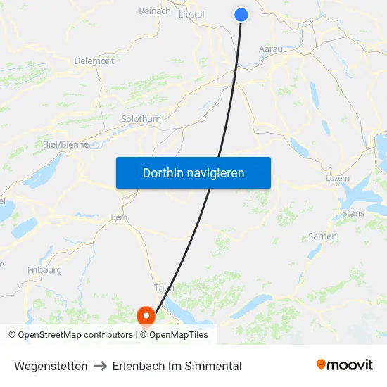 Wegenstetten to Erlenbach Im Simmental map