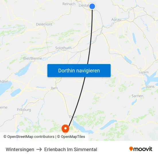 Wintersingen to Erlenbach Im Simmental map