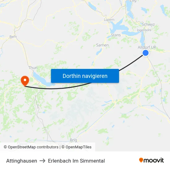 Attinghausen to Erlenbach Im Simmental map