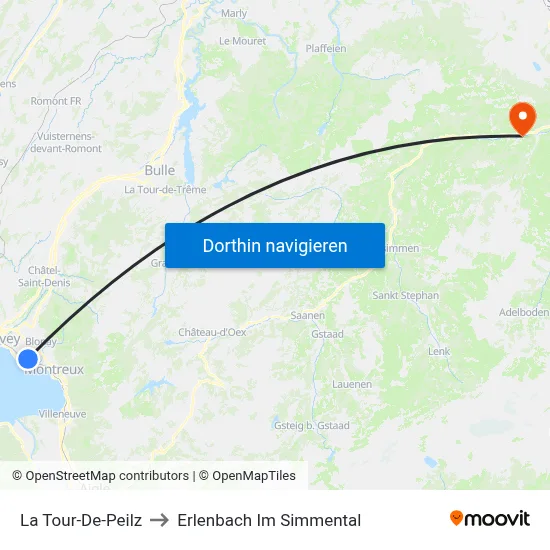 La Tour-De-Peilz to Erlenbach Im Simmental map
