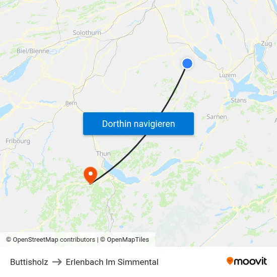 Buttisholz to Erlenbach Im Simmental map