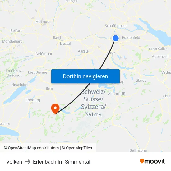 Volken to Erlenbach Im Simmental map