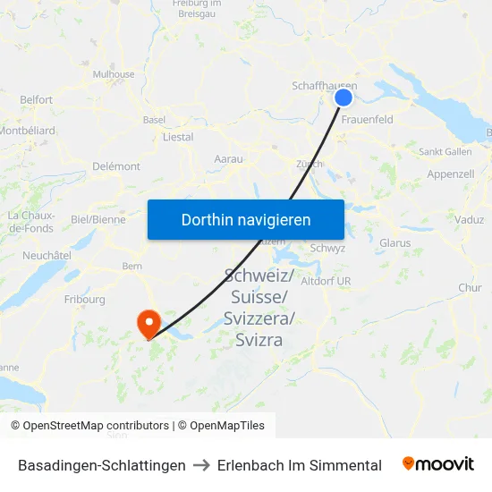 Basadingen-Schlattingen to Erlenbach Im Simmental map
