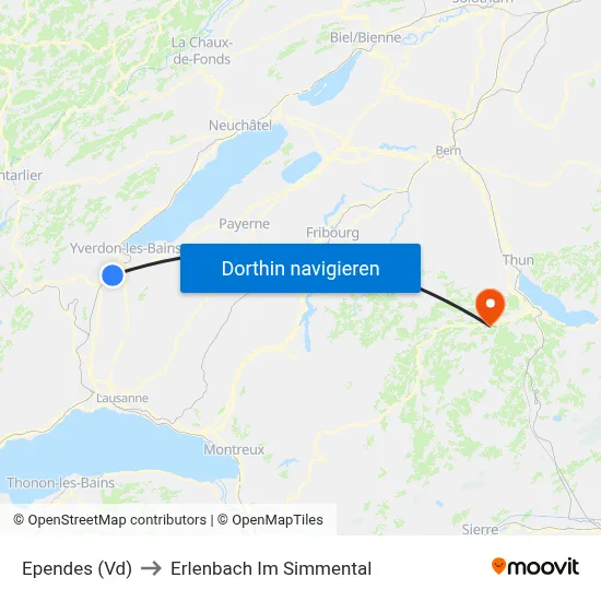 Ependes (Vd) to Erlenbach Im Simmental map