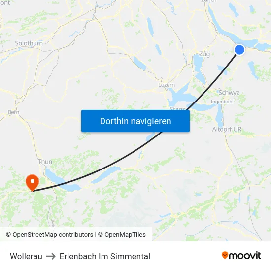 Wollerau to Erlenbach Im Simmental map