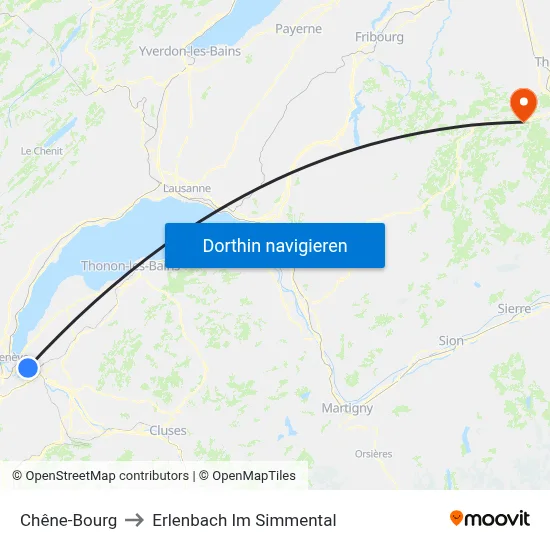 Chêne-Bourg to Erlenbach Im Simmental map