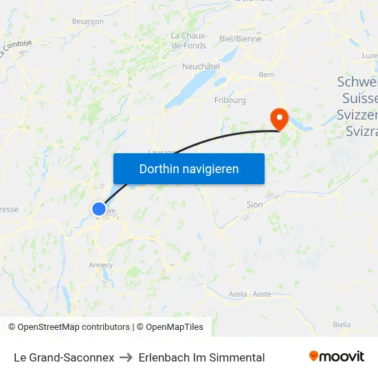 Le Grand-Saconnex to Erlenbach Im Simmental map