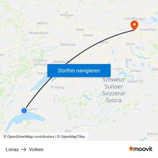 Lonay to Volken map