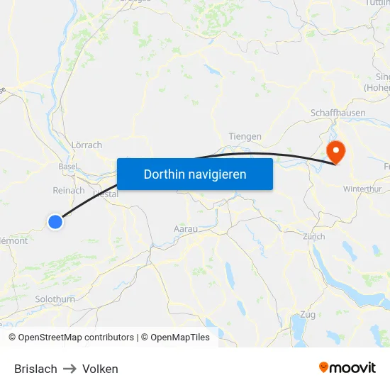 Brislach to Volken map