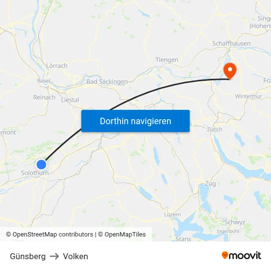 Günsberg to Volken map