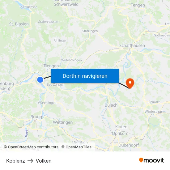 Koblenz to Volken map